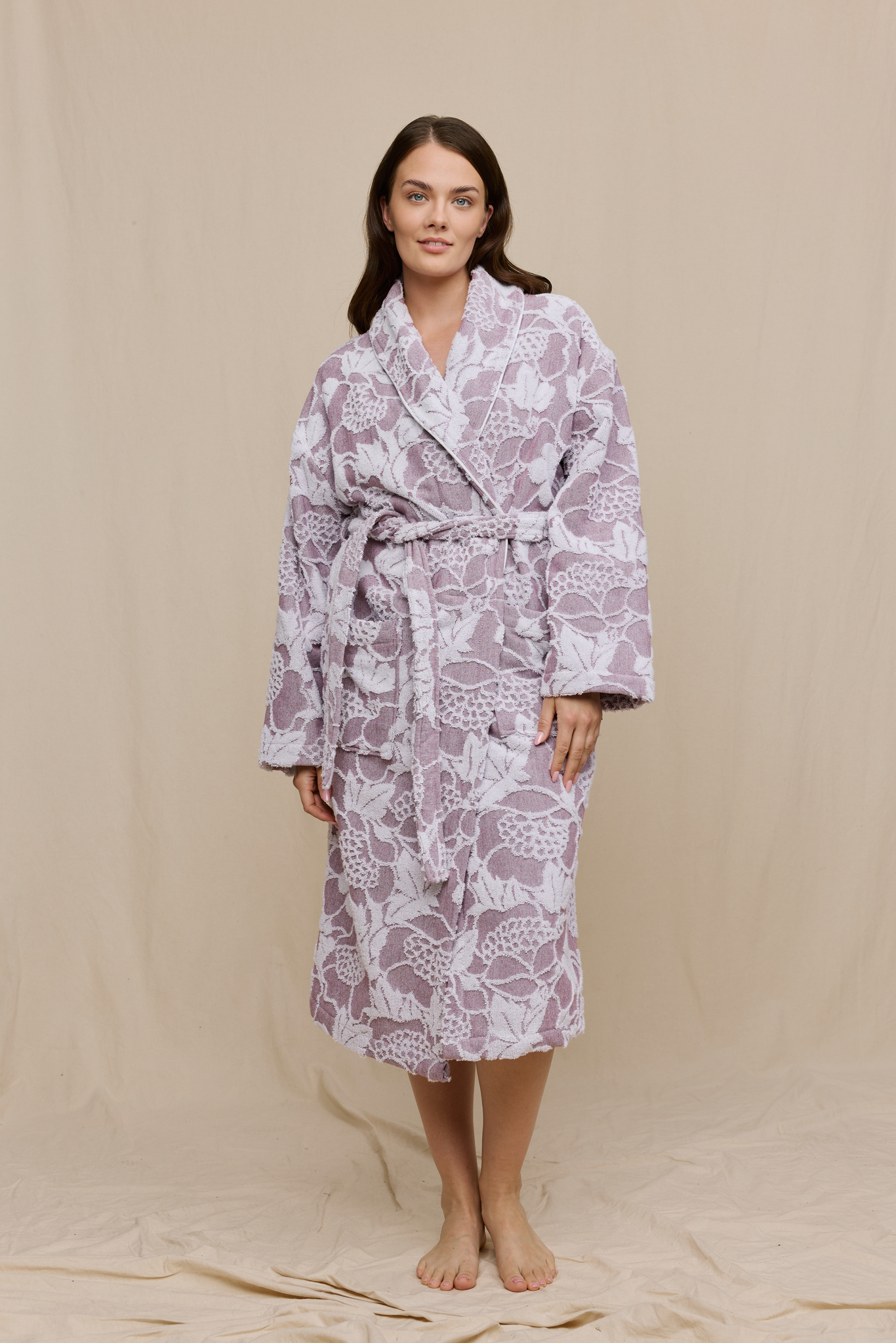 FW13001-436-SM; Finlayson Annukka Kylpytakki Malva / Valkoinen / S/M 
