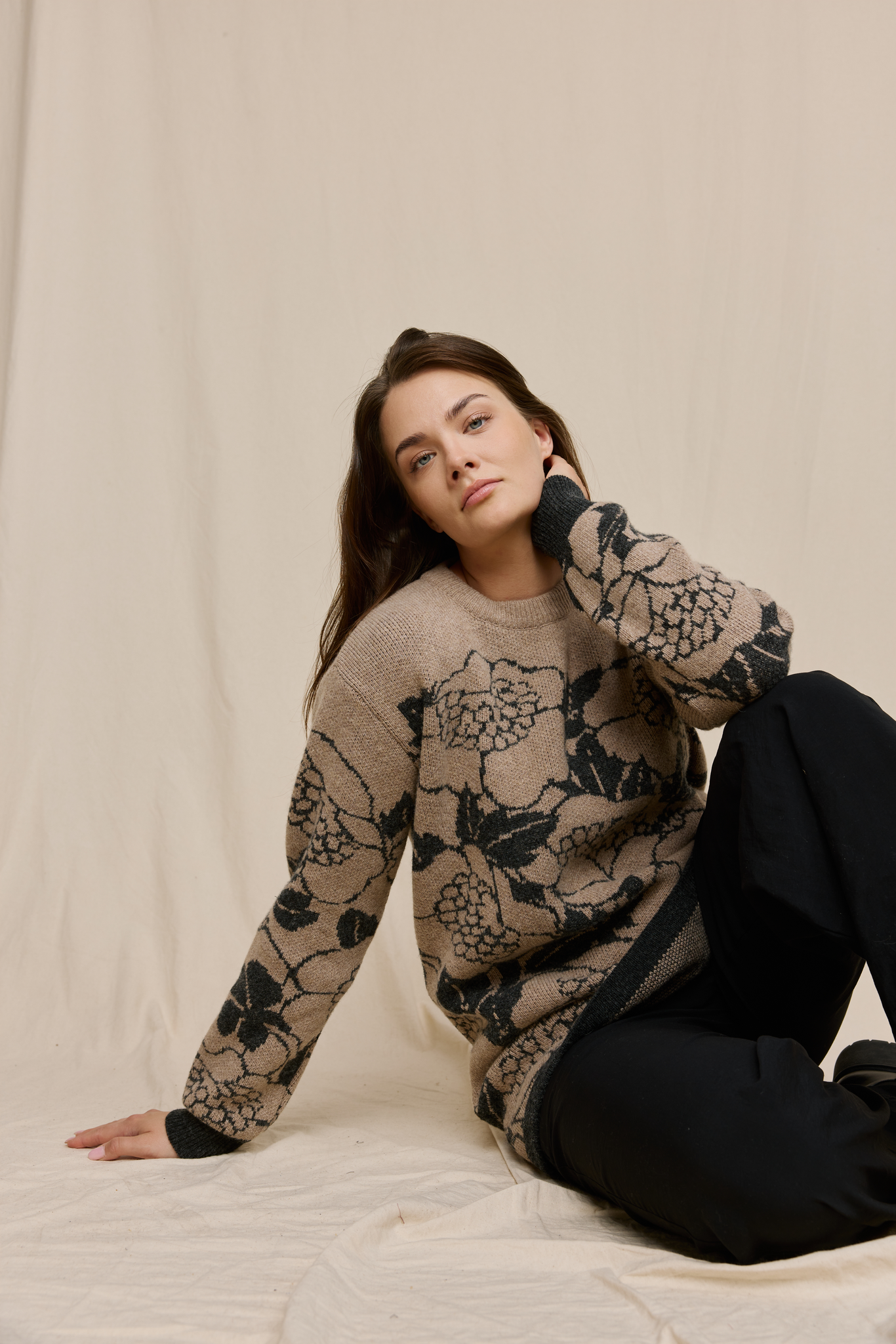 FW51006-198-XL_7; Finlayson Annukka Neule Beige / Harmaa / XL 