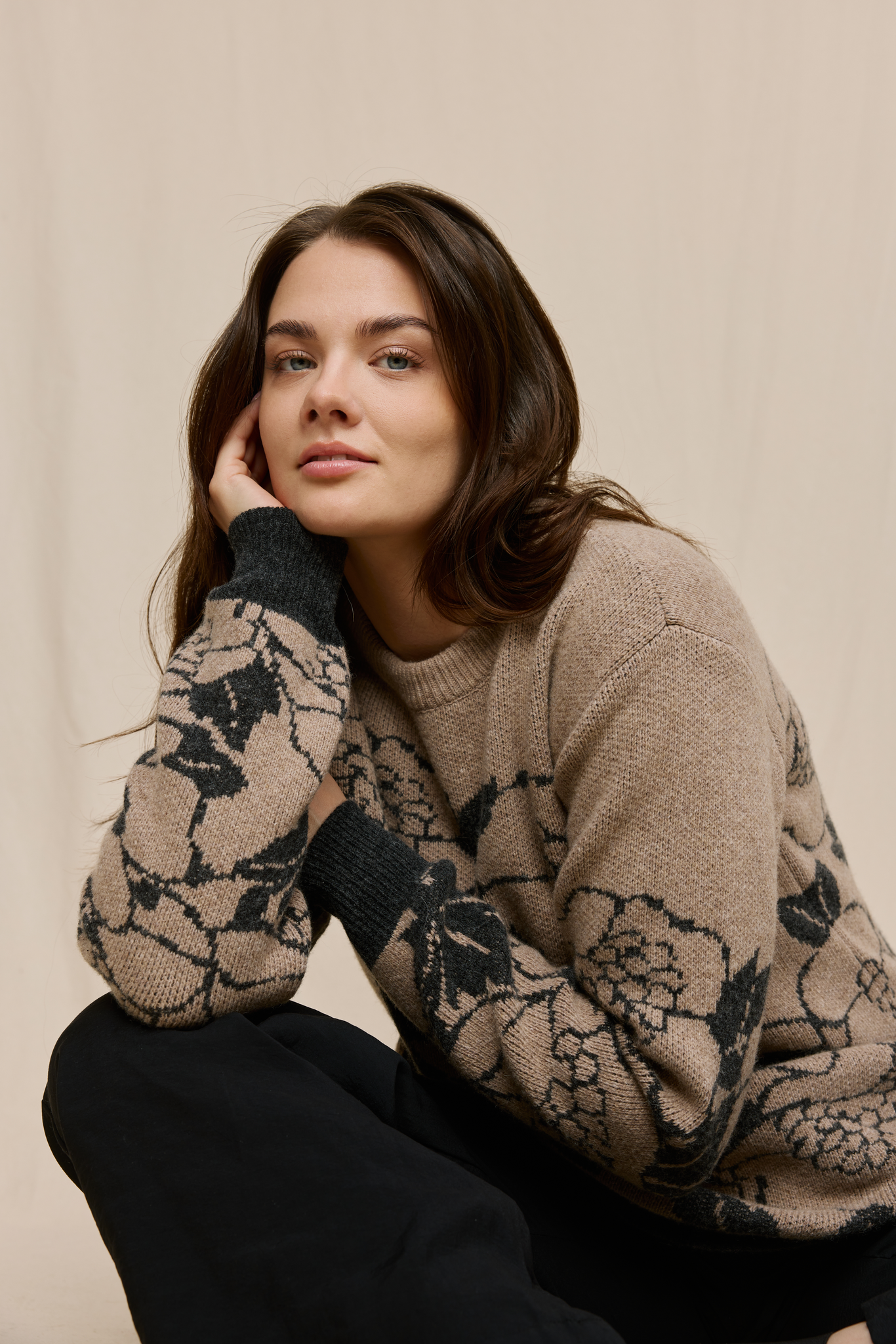 FW51006-198-XL_8; Finlayson Annukka Neule Beige / Harmaa / XL 