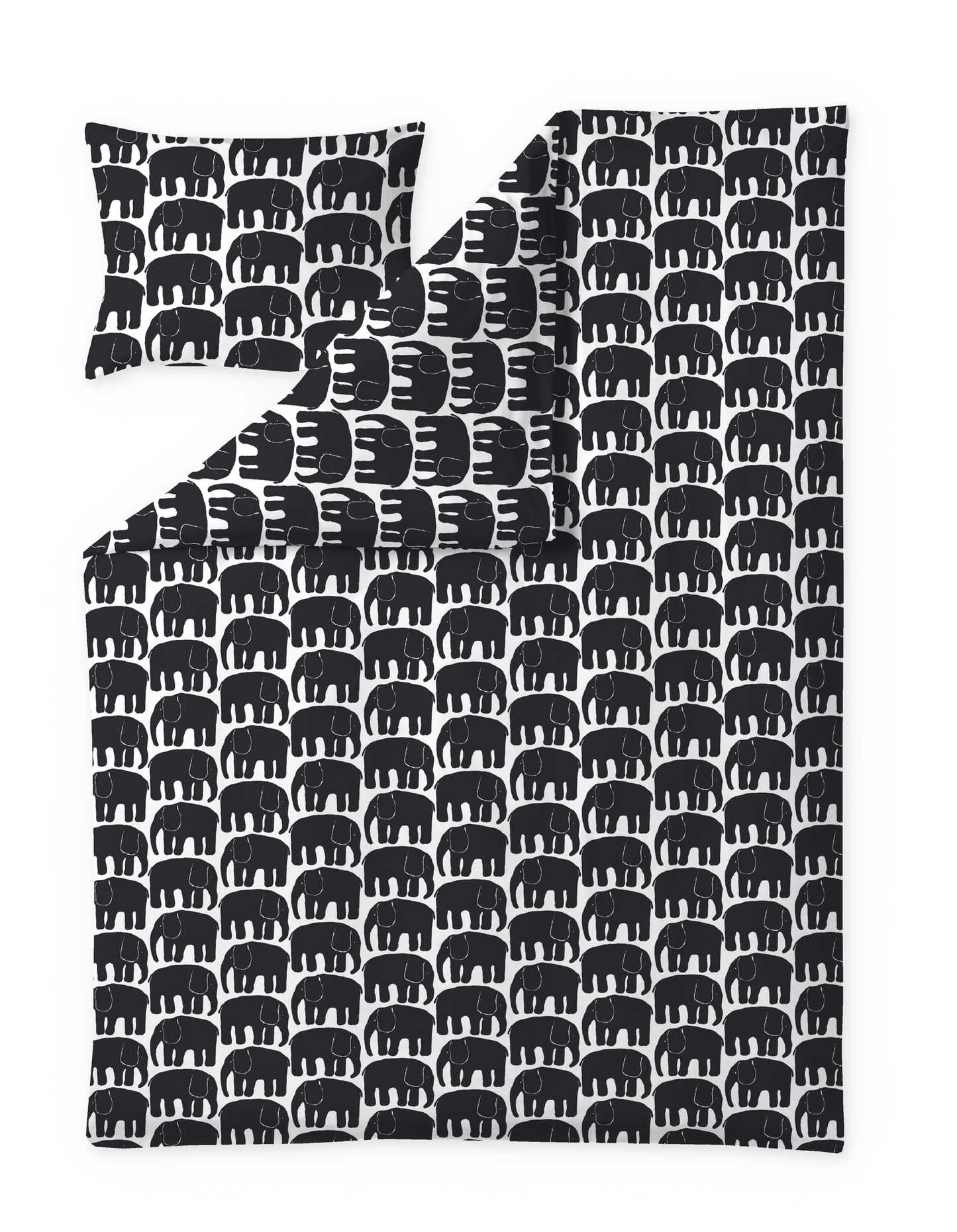 60652-4547-05-06; finlayson.mom Elefantti pussilakanasetti Musta / 150x210 + 50x60 cm