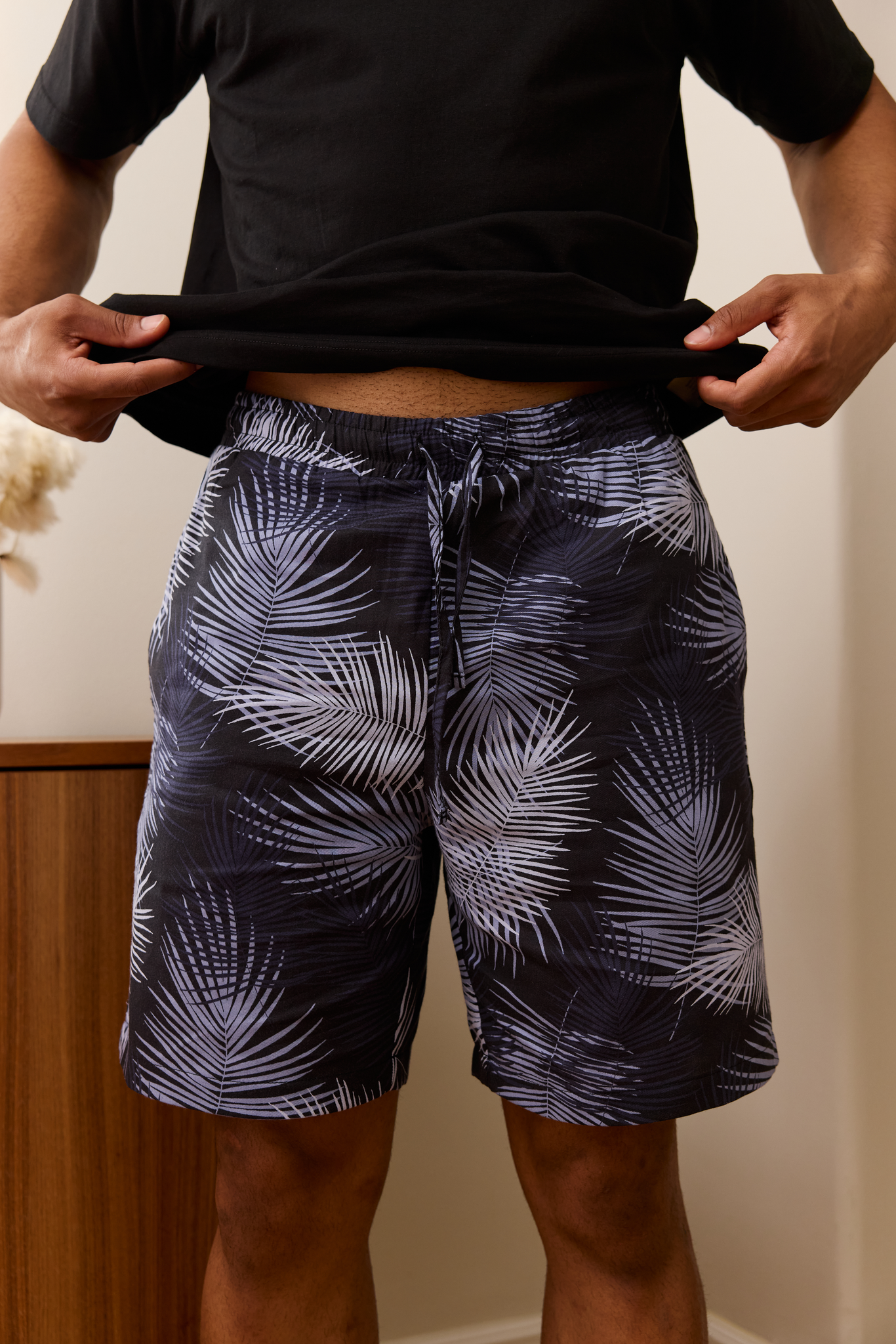 FM10002-961-L_2; Finlayson Palma Shortsipyjama Musta / Sininen / L 