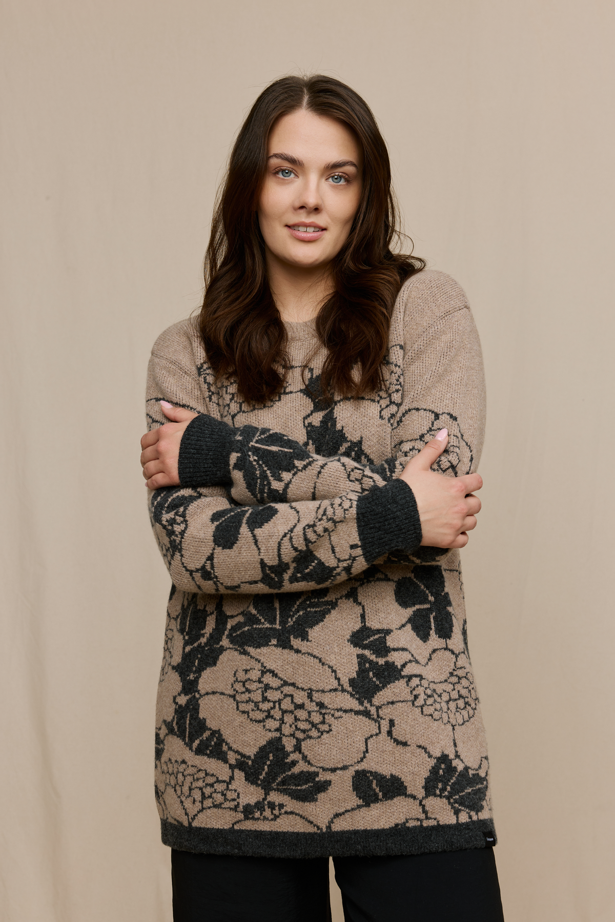 FW51006-198-XL_3; Finlayson Annukka Neule Beige / Harmaa / XL 