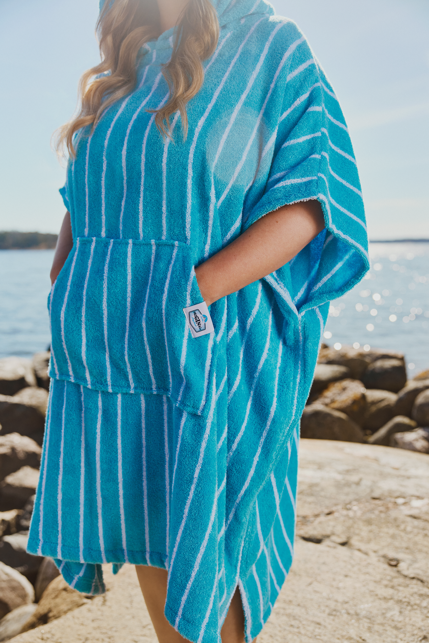 71214-5432-01-03_4; Finlayson Long drink Kylpyponcho Turkoosi / Onesize 