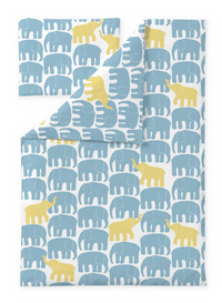 60674-5415-04-06; finlayson.mom Elefantti vapaa pussilakanasetti Vaalea aqua / Keltainen / 85x125 + 40x60 cm