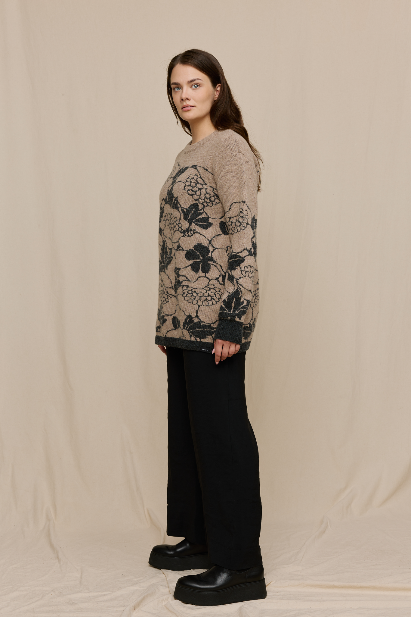 FW51006-198-S_5; Finlayson Annukka Neule Beige / Harmaa / S 